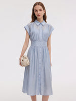 Tencel Blend Women Midi Shirt Dress With Slip GOELIA