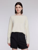 [Preview] 100% Brushed Wool Boat Neck Women Sweater GOELIA