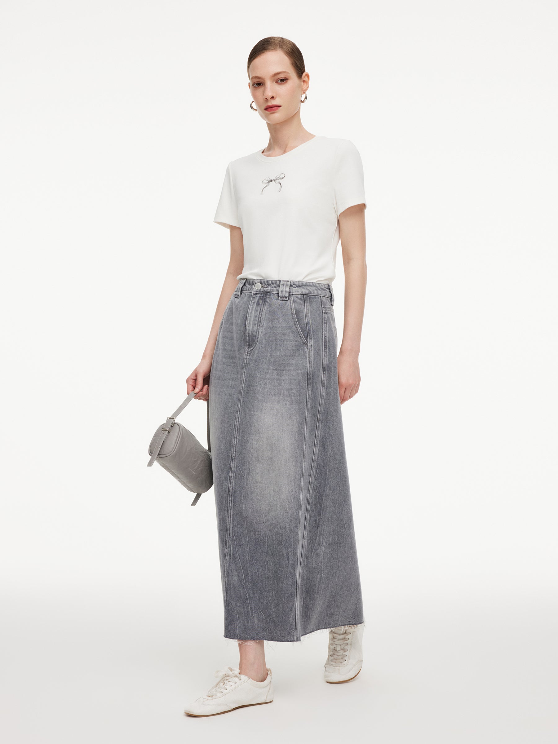 [Preview] Lyocell Cotton Blend Denim Women Column Skirt GOELIA