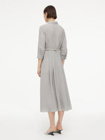 [Preview] Triacetate Blend Women Belted Maxi Shirt Dress GOELIA