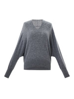 100% Cashmere V-Neck Batwing Sleeve Women Sweater GOELIA
