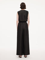 18MM Gambiered Canton Gauze Women Drawstring Waist Wide Leg Pants GOELIA