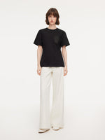 100% Cotton Women T-Shirt With 18MM Gambiered Canton Gauze Pocket GOELIA