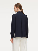 22MM Mulberry Silk Women Shirt With Detachable Ruffle Detail GOELIA