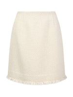 Wool Blend Tweed Fringe Hem Women Mini Skirt GOELIA