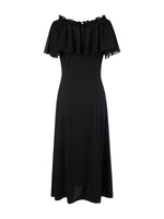 Tencel Blend Sleeveless Women Knit Midi Dress With Detachable Flounce Overlay GOELIA