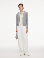 100% Wool V-Neck Women Mock-Layered Cardigan GOELIA