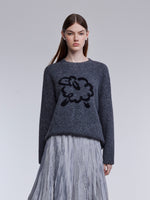 Wool Blend Sheep Jacquard Women Sweater GOELIA