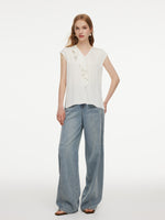 22MM Mulberry Silk Asymmetrical Ruffle Women Blouse GOELIA