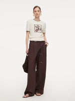 Lyocell Blend Contrast Trim Women Knit Top GOELIA