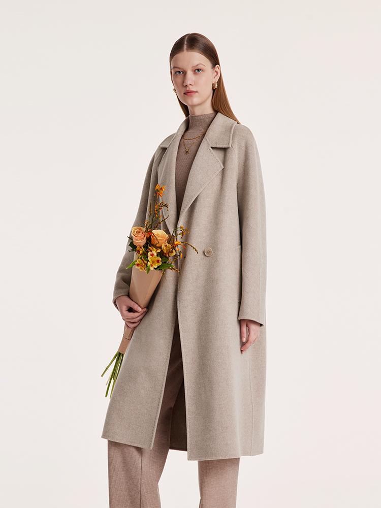 Wool Notched Lapel Double-Faced Women Coat GOELIA