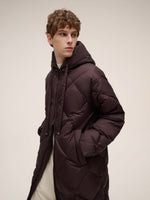 Diamond Quilted Hooded Unisex Long Goose Down Coat GOELIA
