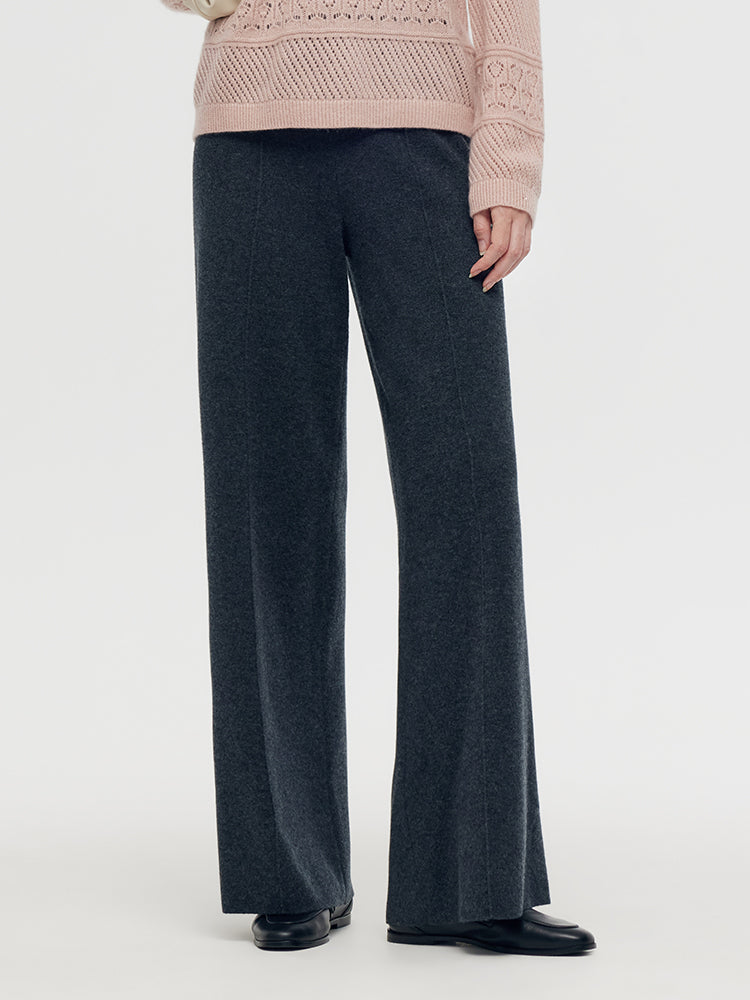 Machine Washable Wool Wide Leg Women Pants GOELIA