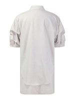 Lyocell Linen Blend Mock-Layered Women Mini Shirt Dress GOELIA