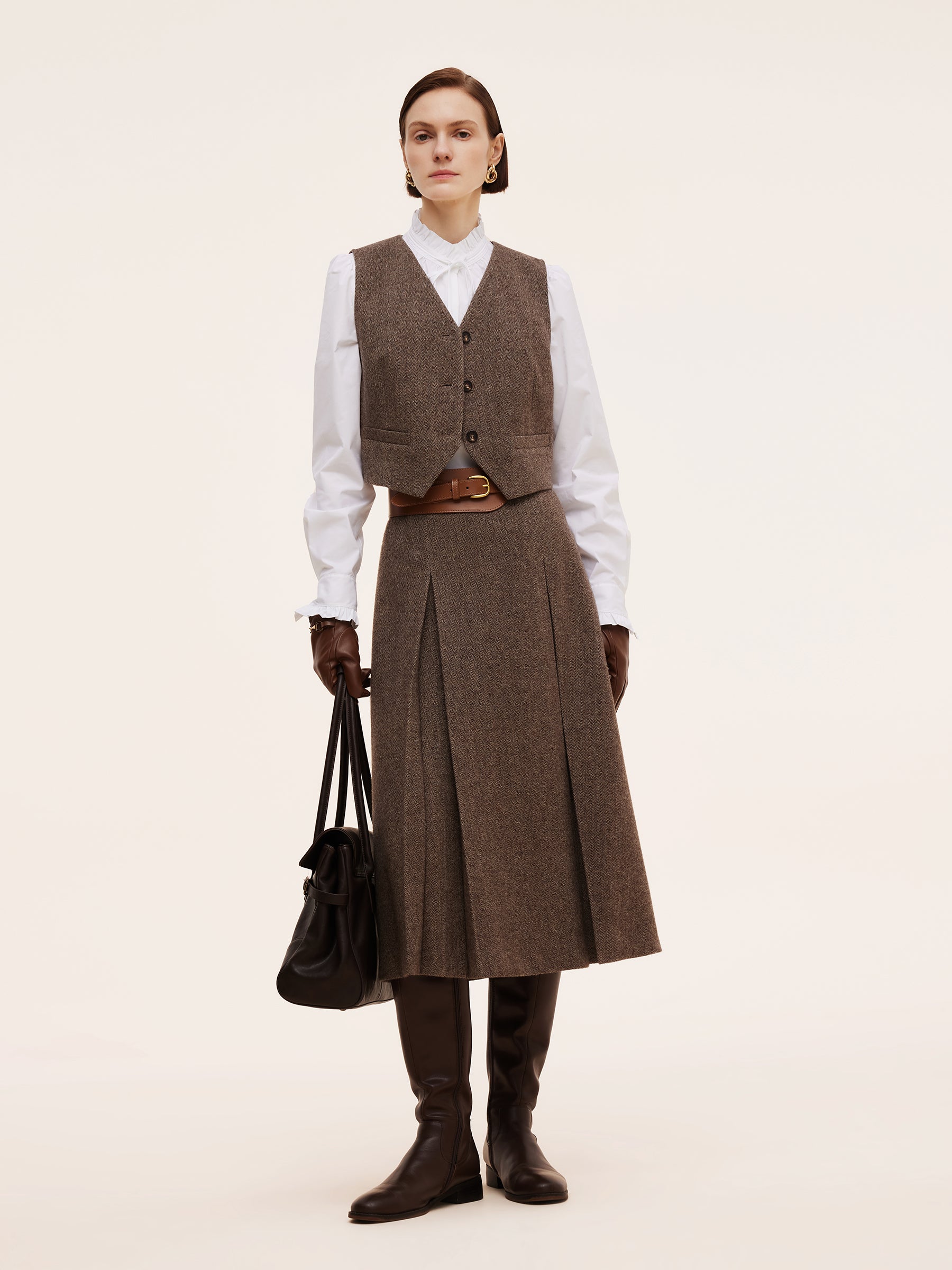 100% Washable Wool V-Neck Women Vest GOELIA