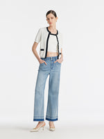 Contrast Trim Knitted Cardigan And Camisole Two-Piece Set GOELIA
