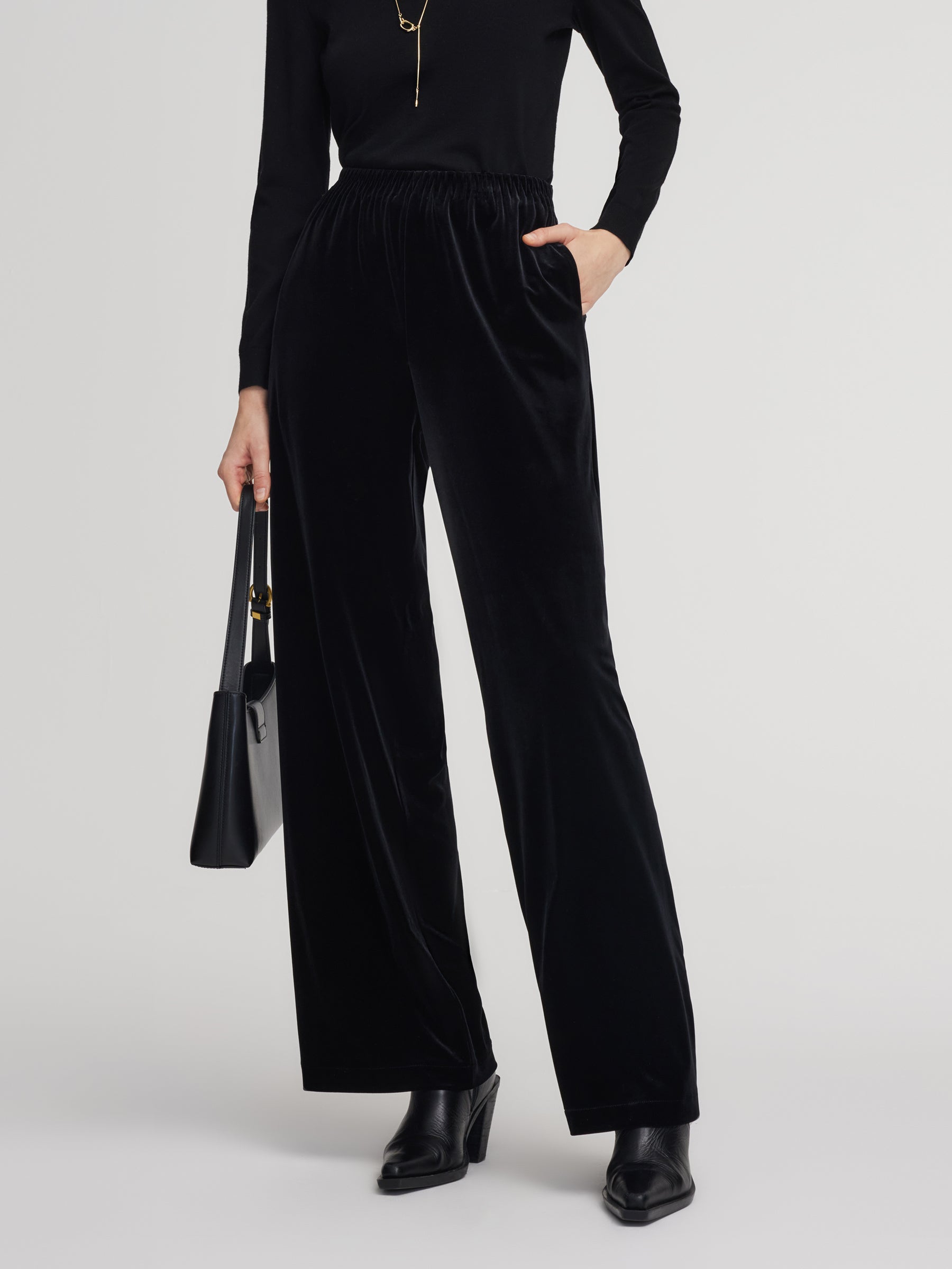 Velvet Straight Wide Leg Women Pants GOELIA