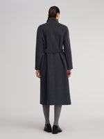 100% Wool Windproof Convertible Collar Women Wrap Overcoat GOELIA