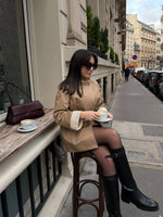 Cotton Stand Collar Lace Cuffs Women Self-Tie Belt Trench Coat GOELIA
