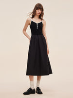 Lyocell Blend Cardigan And Patchwork Strap Maxi Dress Two-Piece Set GOELIA