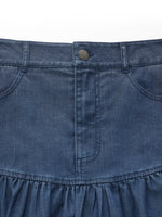 Denim Stretch Women Ruffle Mini Skirt GOELIA