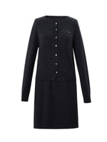 [Preview] 100% Wool Rhinestone Cardigan And Skirt Two-Piece Set GOELIA