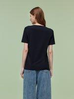 Two-pack (Black & White) Modal Round Neck Unisex T-Shirt GOELIA
