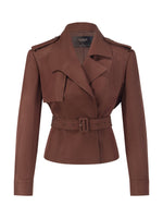 Tencel Acetate Linen Blend Women Trench Jacket With Belt GOELIA
