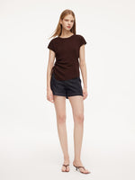 Lyocell Blend Side Drawstring Women Asymmetric Knit Top GOELIA
