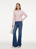 Wool Blend Round Neck Sequins Women Cardigan GOELIA
