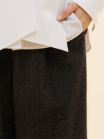 100% Washable Wool Straight Wide Leg Women Pants GOELIA