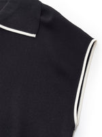 Tencel Blend Contrast Trim Women Knit Top GOELIA