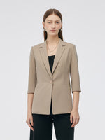 Machine Washable Wool Blend Women One Button Blazer GOELIA