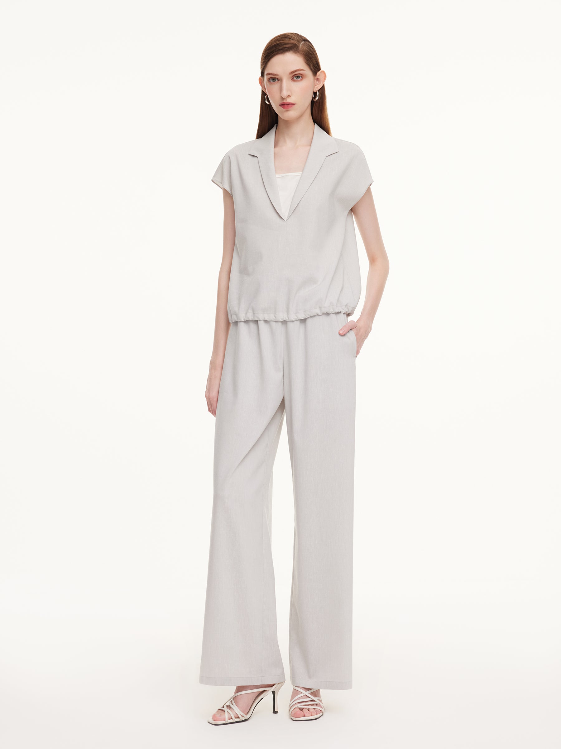 Tencel Linen Blend Top And Pants Two-Piece Set GOELIA