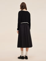Lyocell Blend Cardigan And Patchwork Strap Maxi Dress Two-Piece Set GOELIA