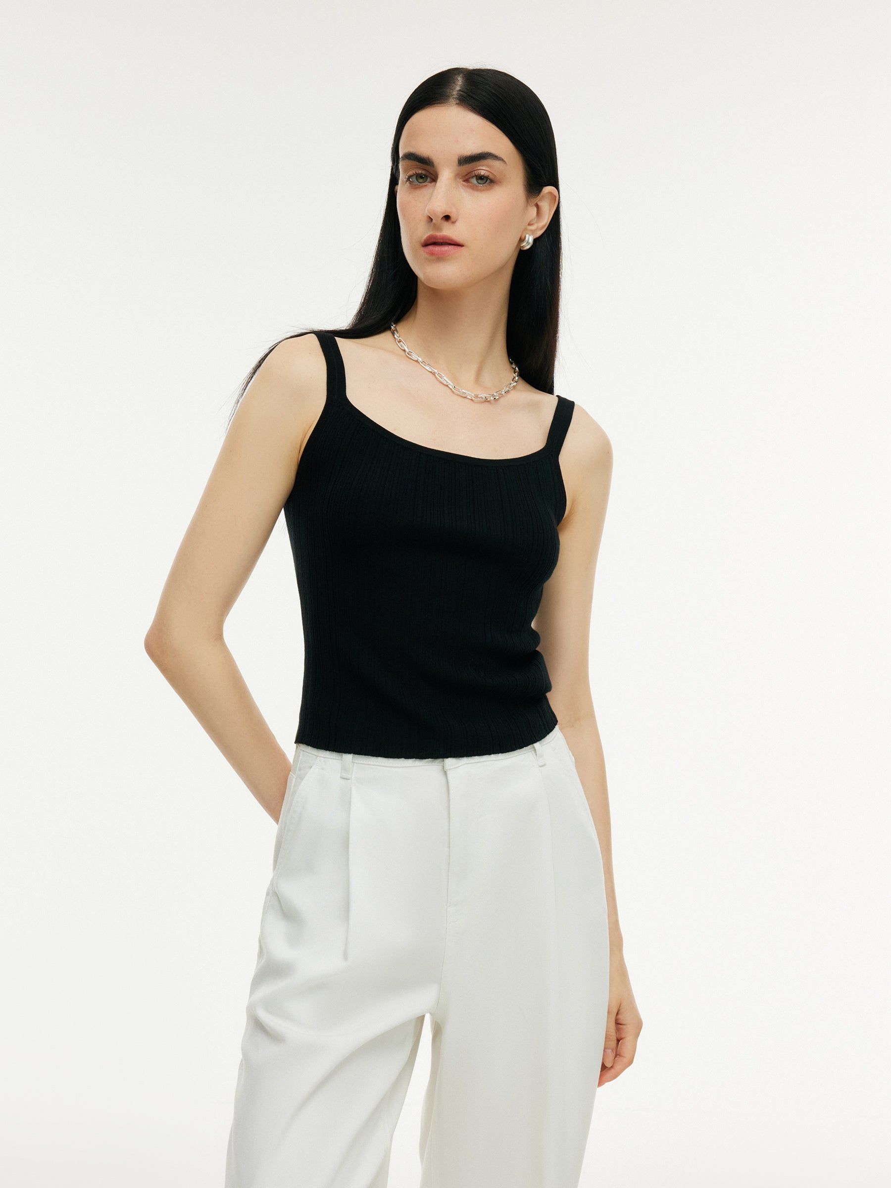 Tencel Mulberry Silk Blend Women Knit Stretchy Tank Top GOELIA