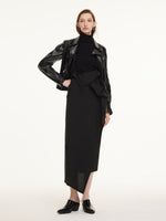 Merino Wool Asymmetric Drape Women Pinafore Maxi Dress GOELIA