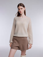 [Preview] 100% Cashmere Pointelle Lantern Sleeve Women Sweater GOELIA