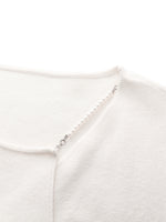 Lyocell Wool Blend Asymmetrical Neck Women Knit Top GOELIA