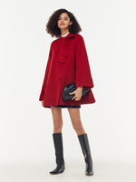 Tencel Wool Women Coat With Detachable Bowknot GOELIA
