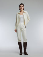 [Preview] Wool Yak Blend Cable Knit Women Two-Way Zip Cardigan GOELIA