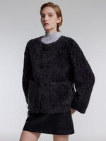 [Preview] 100% Wool Plush Shearling Toggle-Button Women Coat GOELIA