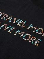 Cotton Beaded Letter Women T-Shirt GOELIA