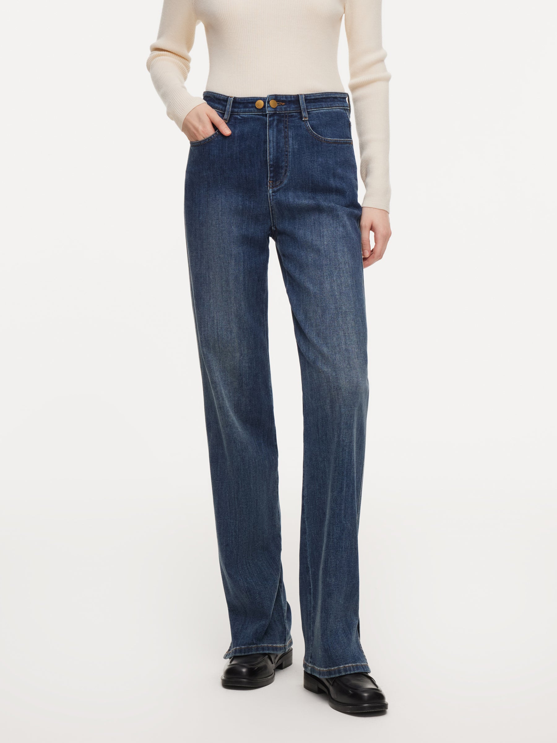 [Preview] Acetate Blend Denim Micro-Flared Women Jeans GOELIA