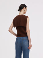 Tencel Blend Knit Vest And Shawl Two-Piece Set GOELIA