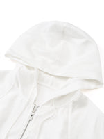 Tencel Acetate Linen Blend Women Zip-Up Hooded Cropped Jacket GOELIA