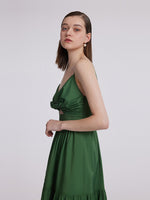 Cotton Spaghetti Strap Bowknot Tied Maxi Dress GOELIA