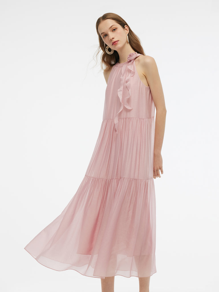 Maxi Halter Dress With Artistic Print For Women Chic Elegant Figure Flattering Evening Gown