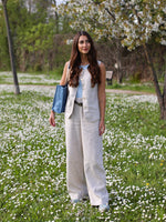 100% Linen Vest And Pants Two-Piece Set GOELIA