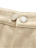Cotton Denim Women Cuffed Wide Leg Jeans With Belt GOELIA